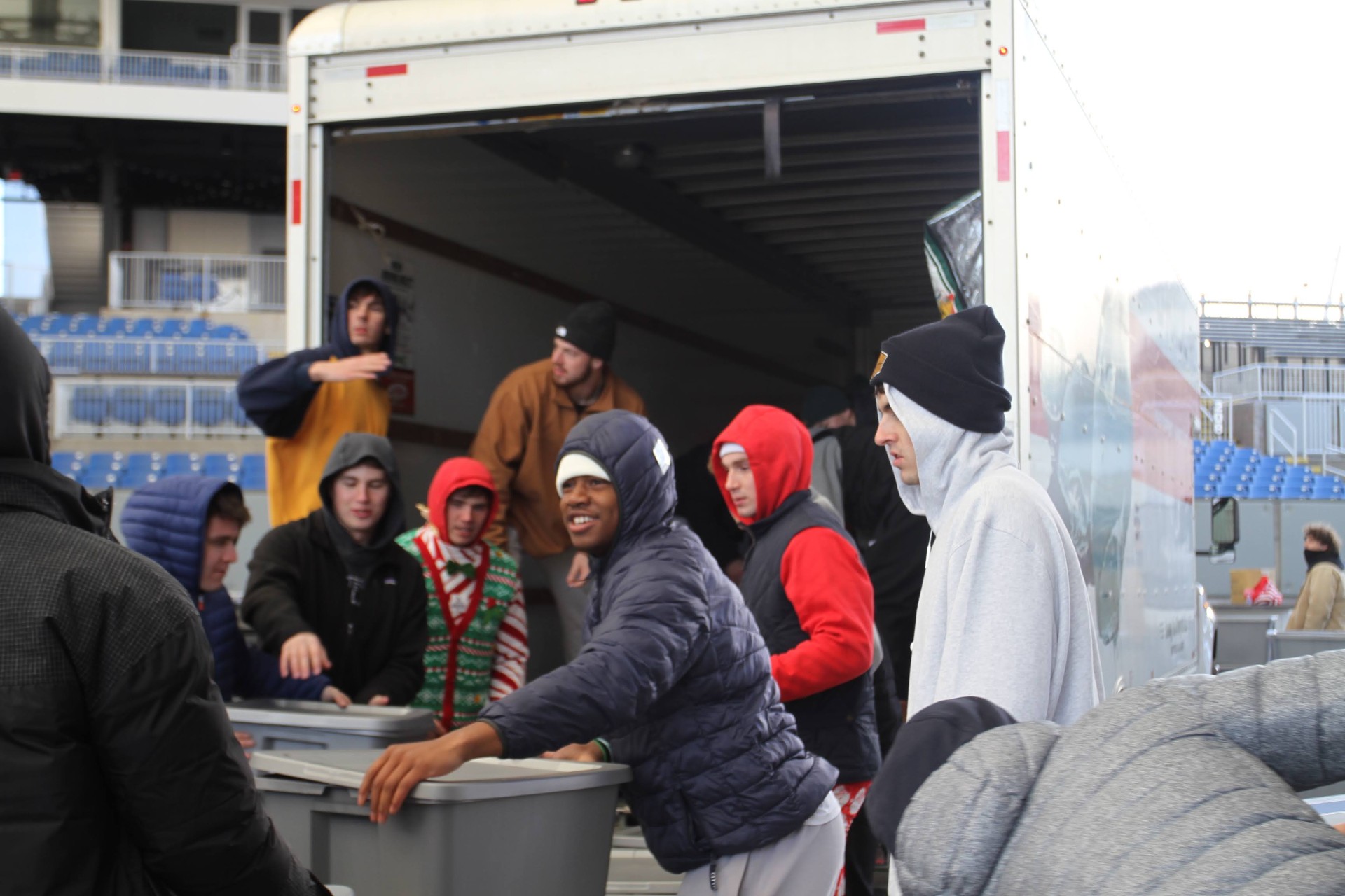 Unloading at the holiday event